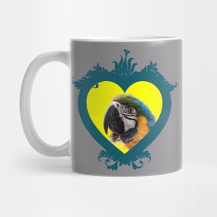 Parrot in a Heart Shaped Frame Mug